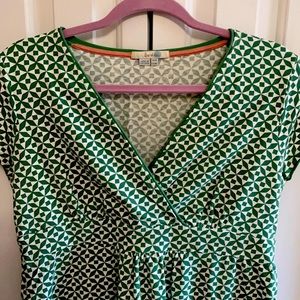 Boden green and white summer dress 10P